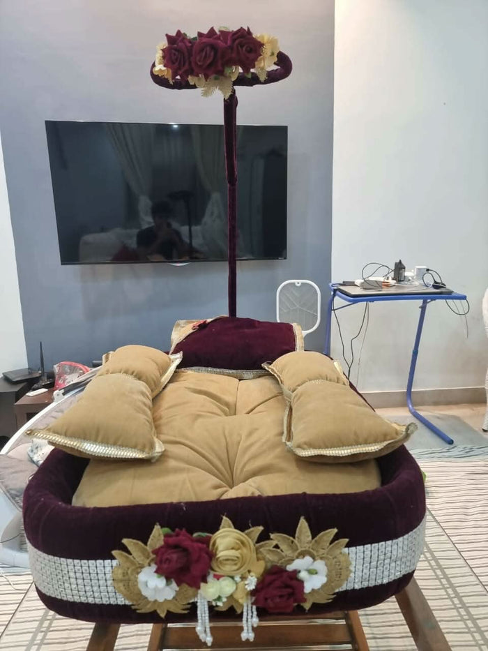 Customized Velvet Bamboo Bed For Newborn - PyaraBaby