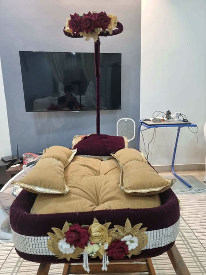 Customized Velvet Bamboo Bed For Newborn - PyaraBaby