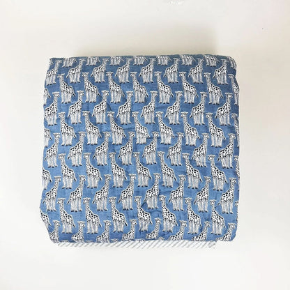 Cute Blue Giraffee Kids Quilt Single Quilt| Double Sided | 40x60 Inches - PyaraBaby