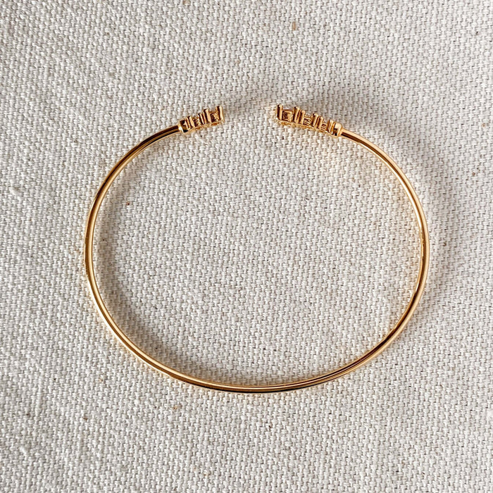 Dainty 18k Gold Filled Cuff Bracelet with Cubic Zirconia Stones