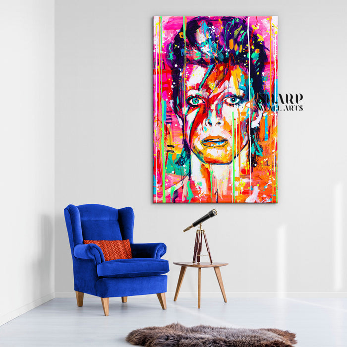 David Bowie Ziggy Stardust Abstract Canvas Wall Art