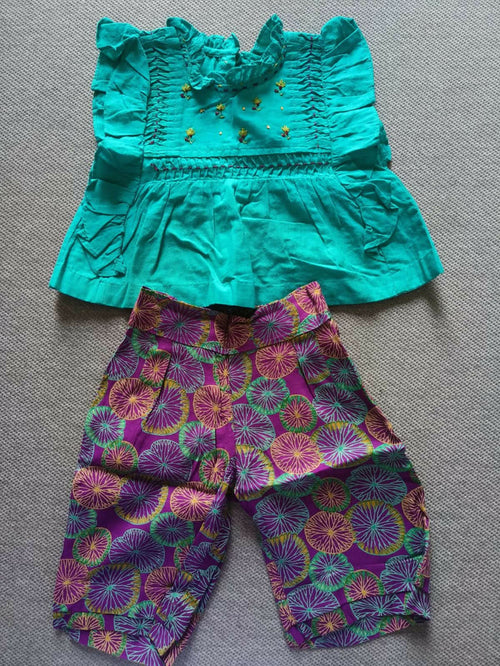 Adorn your baby girl with the FAB INDIA Ethnic Top and Pant set – a stylish and comfortable outfit featuring vibrant colors and intricate designs, perfect for festive occasions and family gatherings.
