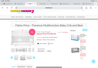 FiSHER-PRICE Florence Multifunction Crib Bed and Study Table