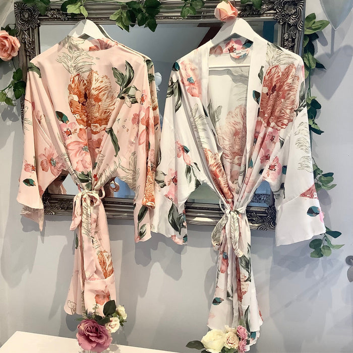 Floral Cotton Wedding Robes  Soft Bridesmaid Robes for Getting Ready | Bride & Bridal Party Gifts