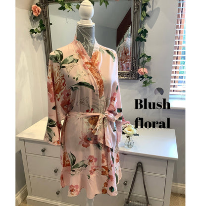 Floral Cotton Wedding Robes  Soft Bridesmaid Robes for Getting Ready | Bride & Bridal Party Gifts