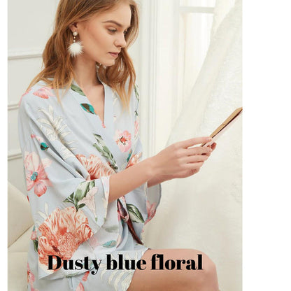 Floral Cotton Wedding Robes  Soft Bridesmaid Robes for Getting Ready | Bride & Bridal Party Gifts