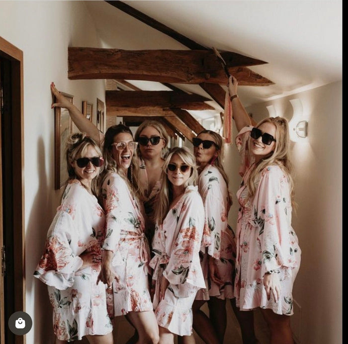 Floral Cotton Wedding Robes  Soft Bridesmaid Robes for Getting Ready | Bride & Bridal Party Gifts