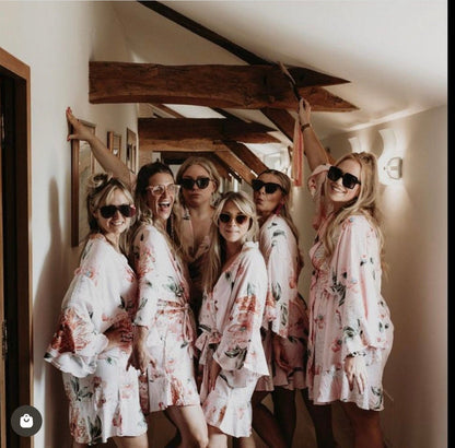 Floral Cotton Wedding Robes  Soft Bridesmaid Robes for Getting Ready | Bride & Bridal Party Gifts