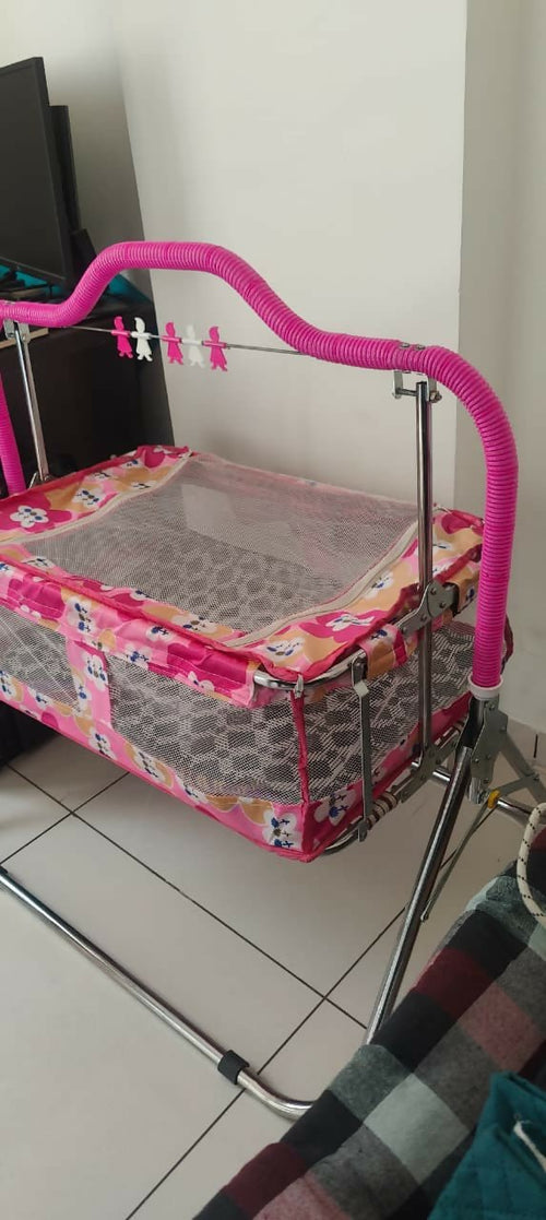 Foldable Baby Jhula / Cradle, Pink
