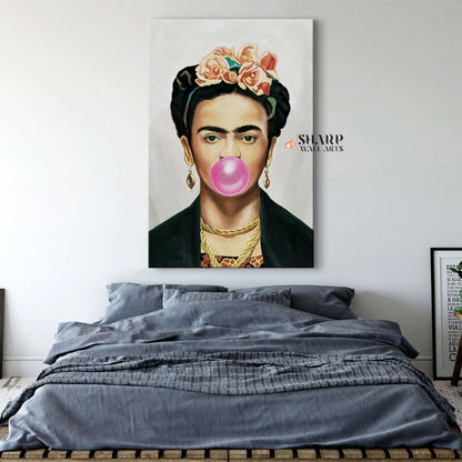 Frida Kahlo Bubble Gum Canvas Wall Art