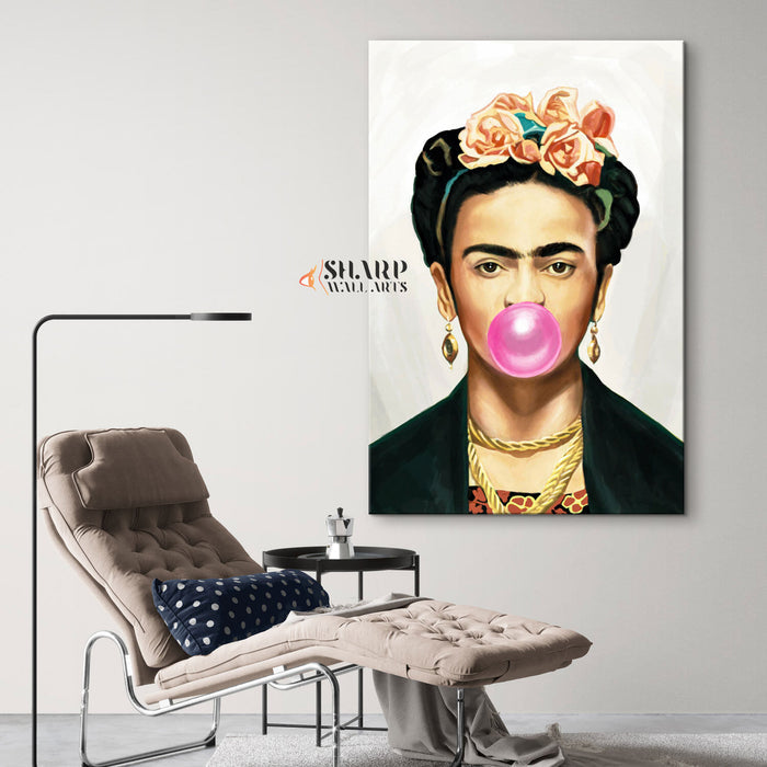 Frida Kahlo Bubble Gum Canvas Wall Art
