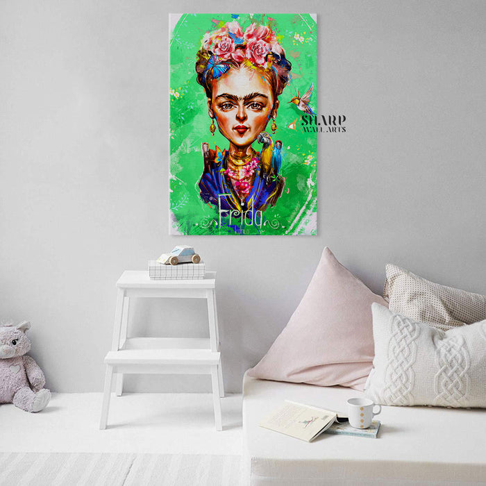 Frida Kahlo Caricatura Canvas Wall Art