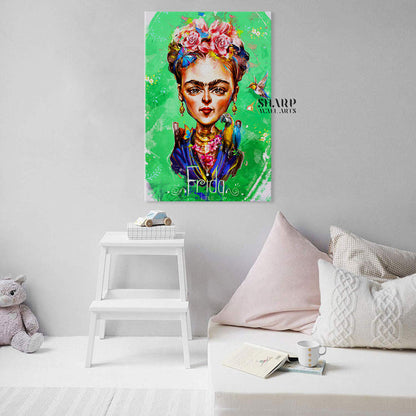 Frida Kahlo Caricatura Canvas Wall Art