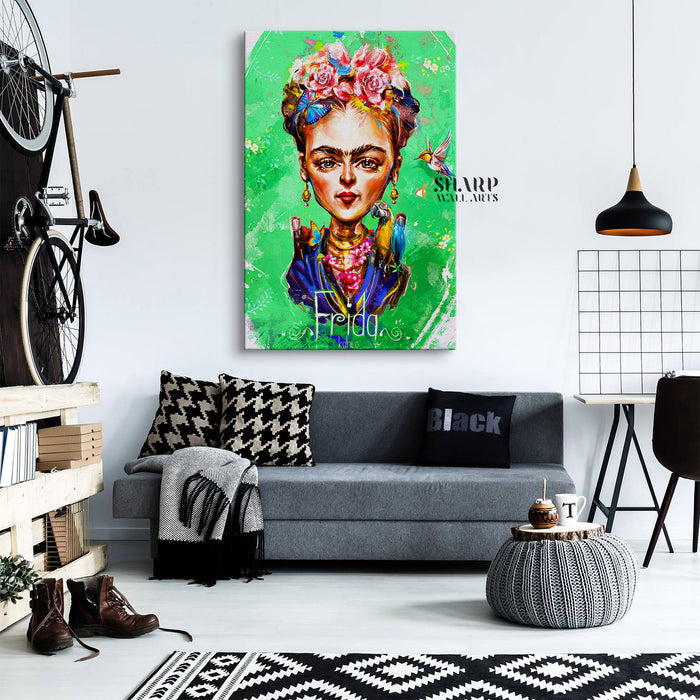 Frida Kahlo Caricatura Canvas Wall Art