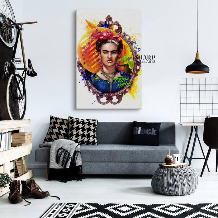 Frida Kahlo Colourful Splash  Canvas Wall Art