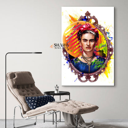 Frida Kahlo Colourful Splash  Canvas Wall Art