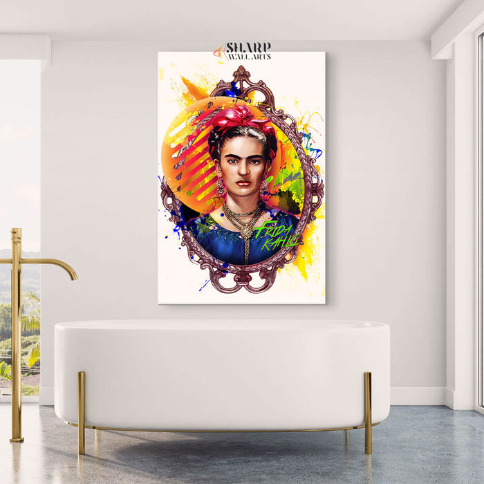 Frida Kahlo Colourful Splash  Canvas Wall Art