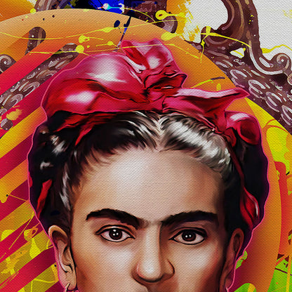 Frida Kahlo Colourful Splash  Canvas Wall Art