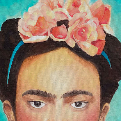 Frida Kahlo In Mexican Folk Wear Canvas Wall Art