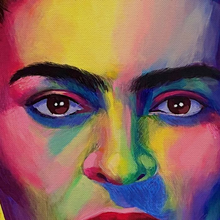 Frida Kahlo Portrait Blue and Yellow Canvas Wall Art