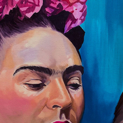 Frida Kahlo Portrait With Monkey Canvas Wall Art
