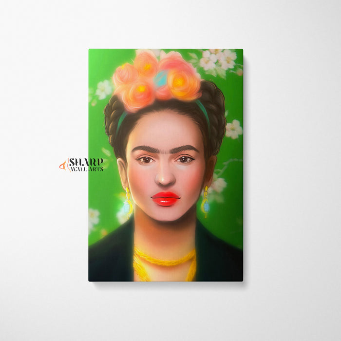 Frida Kahlo Self Portrait Green Canvas Wall Art