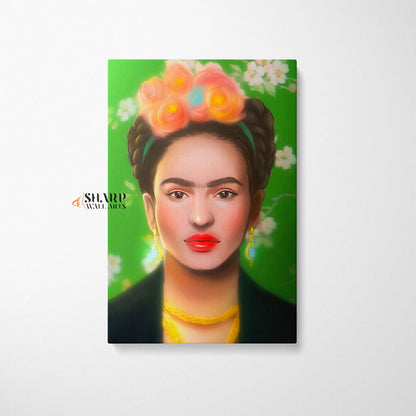 Frida Kahlo Self Portrait Green Canvas Wall Art