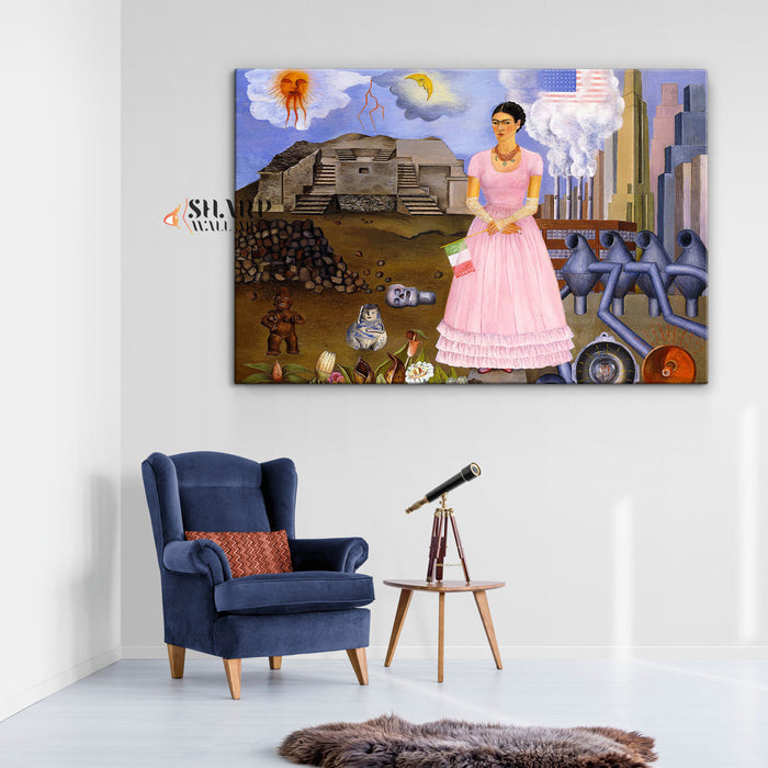 Frida Kahlo Self-Portrait On The Border Canvas Wall Art