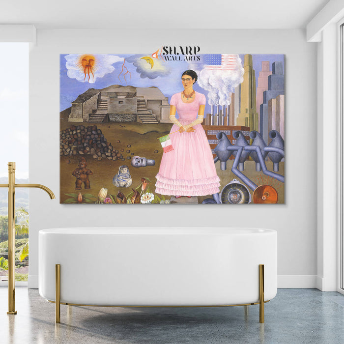 Frida Kahlo Self-Portrait On The Border Canvas Wall Art