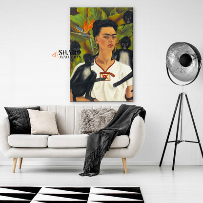 Frida Kahlo Self-Portrait with Monkeys Canvas Wall Art