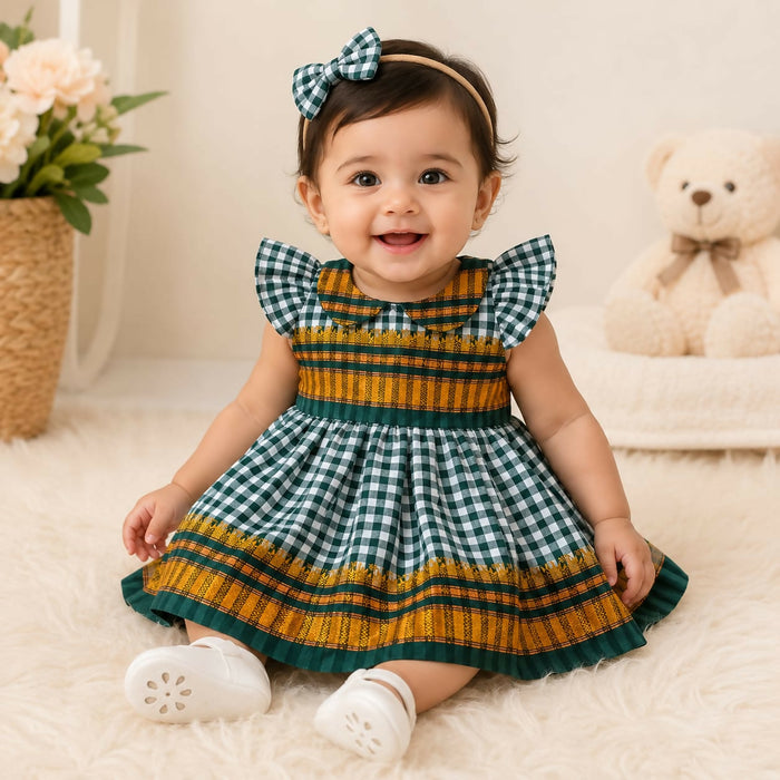 New Frock/Dress for Baby Girl featuring a cute and stylish design with comfortable fabric and a charming look for birthdays, outings, parties, playdates, festive occasions, and everyday wear.