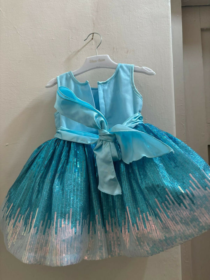 Frozen-Themed Blue Baby Frock (6–9 Months)