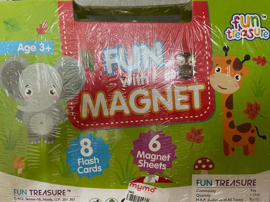 FUN TREASURE Fun with Magnet (Magnet sheets and flash cards) for 3+ years (Jungle Animal themed) - PyaraBaby