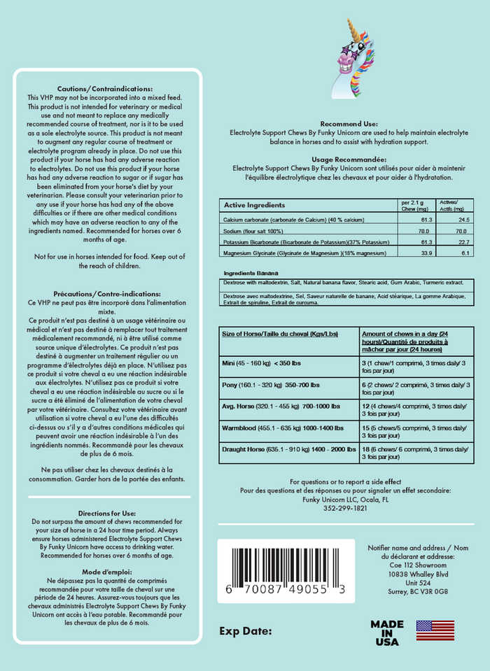 Funky Unicorn Electrolyte Support Chews Refill 21 oz
