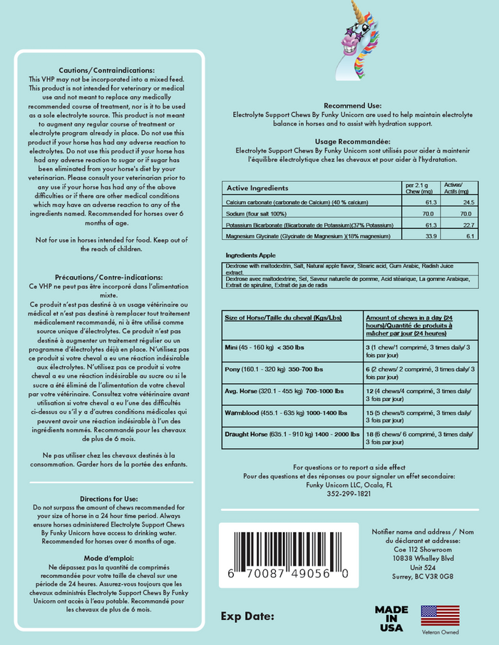 Funky Unicorn Electrolyte Support Chews Refill 21 oz