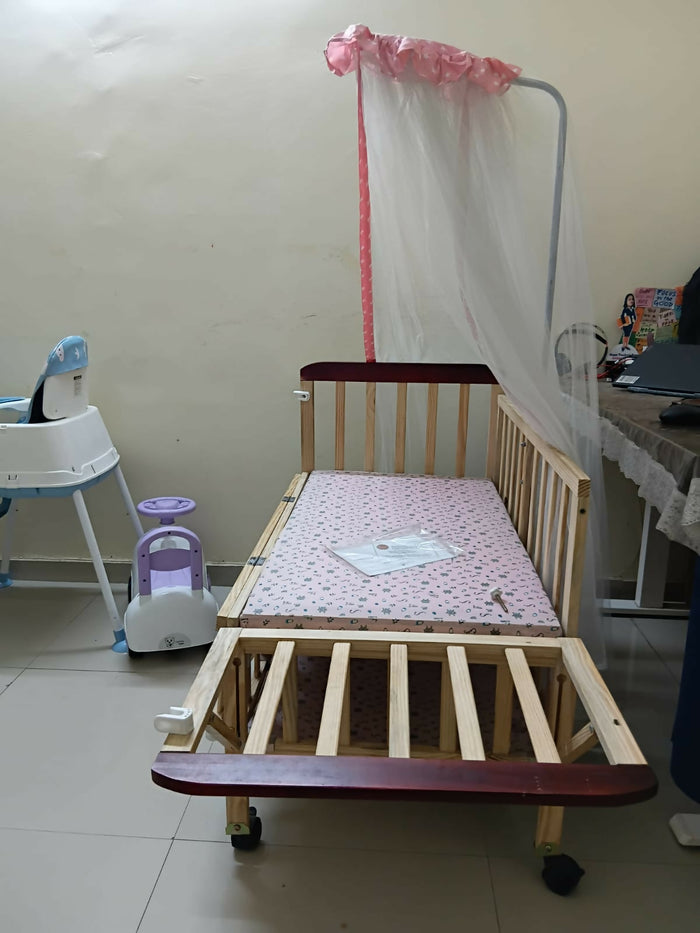 FURNIFEST Wooden Cot/Crib