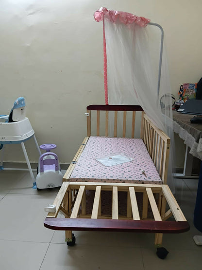 FURNIFEST Wooden Cot/Crib