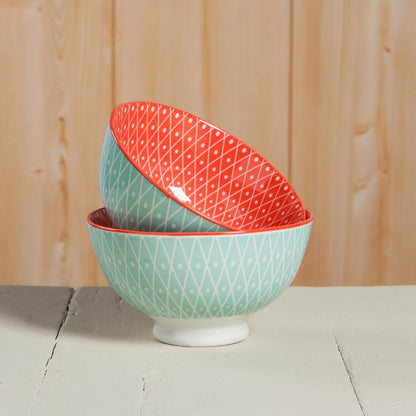 Geo Pink Stamped Bowl 4 inch