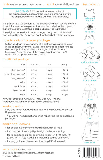Geranium Dress Expansion Pack (size 0-12)