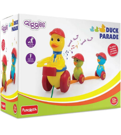 Giggles duck parade toy, pull-along drum toy, walking toys for 1 year old, preschool musical toy, interactive pull toy for toddlers, Giggles infant toys