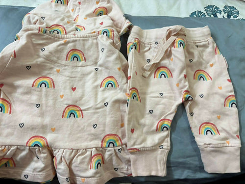 Buy GJ Baby Hooded Jacket & Lower Set – Soft and comfy rainbow print outfit with zipper and drawstring, perfect for cozy everyday wear.
