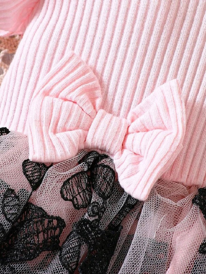 Girls Butterfly Net Party Dress with Bow