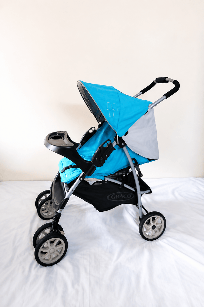Graco Mirage Baby Stroller B121 with reclining seat, 5-point safety harness, foldable frame, protective canopy, smooth wheels, and comfortable seating for convenient everyday outings with babies and toddlers.