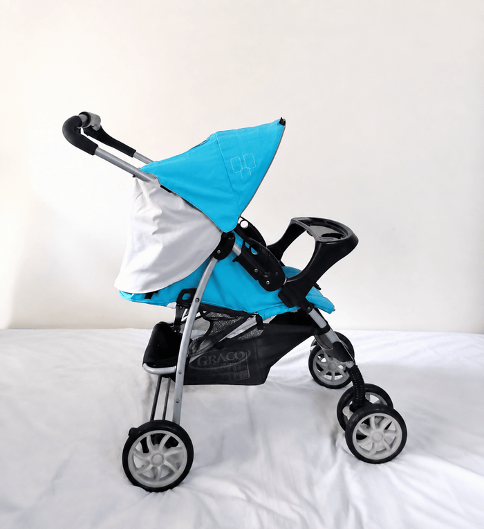 Graco Mirage Baby Stroller B121 with reclining seat, 5-point safety harness, foldable frame, protective canopy, smooth wheels, and comfortable seating for convenient everyday outings with babies and toddlers.