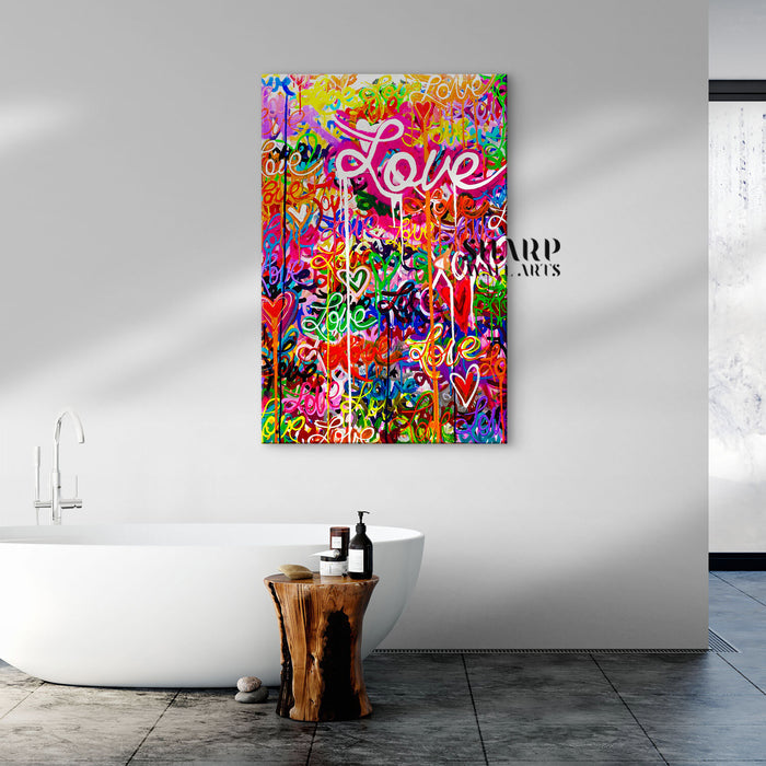 Graffiti Love And Hearts Canvas Wall Art