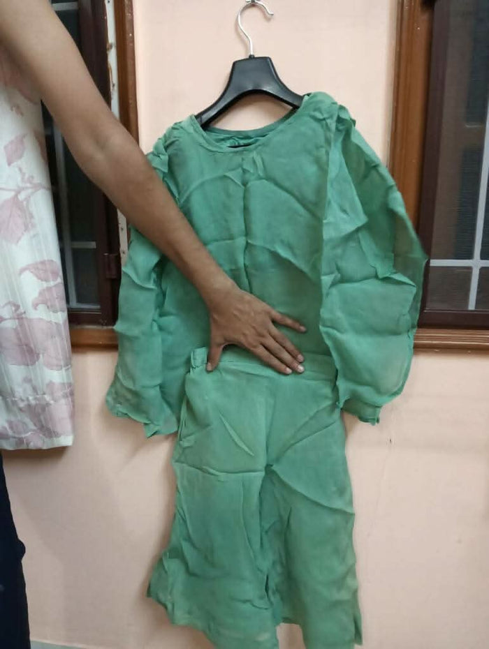 Green Plazo with Inner and Poncho and Belt - PyaraBaby