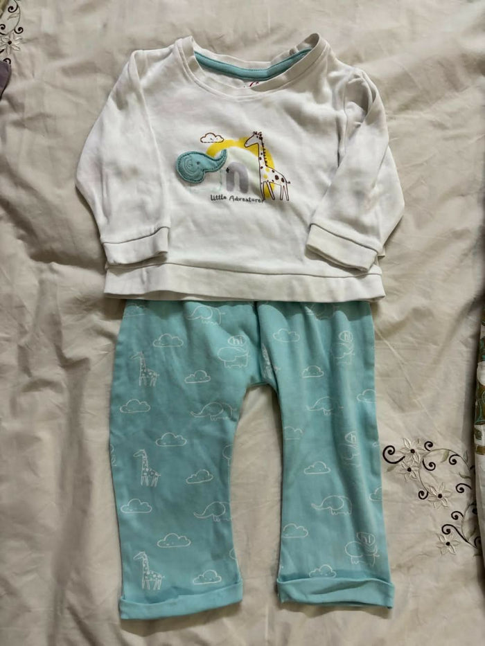 HAMLEYS baby boy T-shirt and trousers set – soft cotton embroidered outfit for 6–9 months.