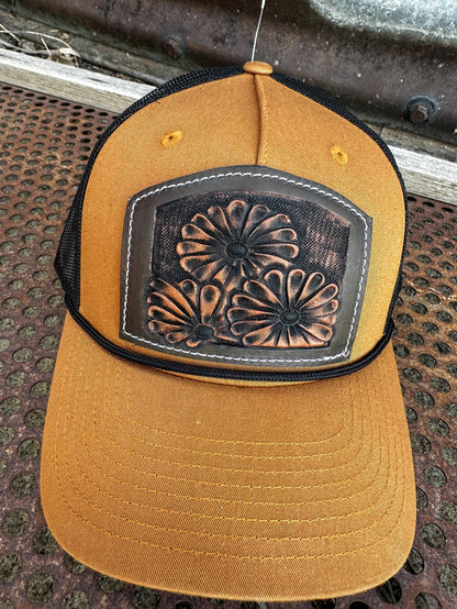 Hand tooled Cowboy Floral Sun Cap