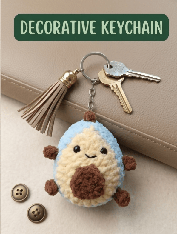 Handmade Crochet Avocado Keychain