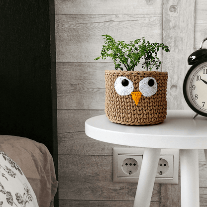 Handmade Crochet Owl Basket for Storage Handamde